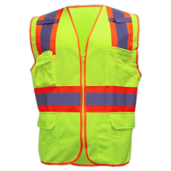 Magid Two-Tone Hi-Vis Surveyors Vest 2XL, 3XL Class 2 , Zipper 6 Pockets SVSUR6-Y-2X/3X - main